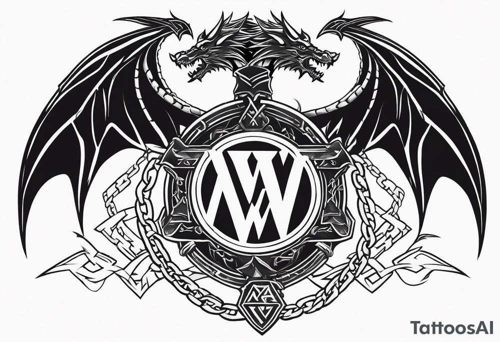 Valhalla sword shield dragon axe Valknut barbed wire chains tattoo idea Valhalla sword shield dragon axe Valknut barbed wire chains tattoo idea