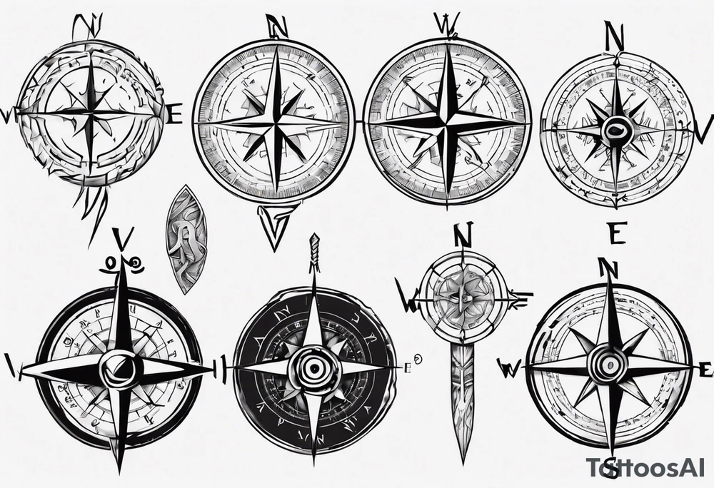 compass with viking runes tattoo idea