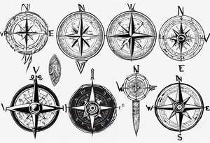 compass with viking runes tattoo idea