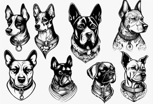 a dog with 6
 collars tattoo idea