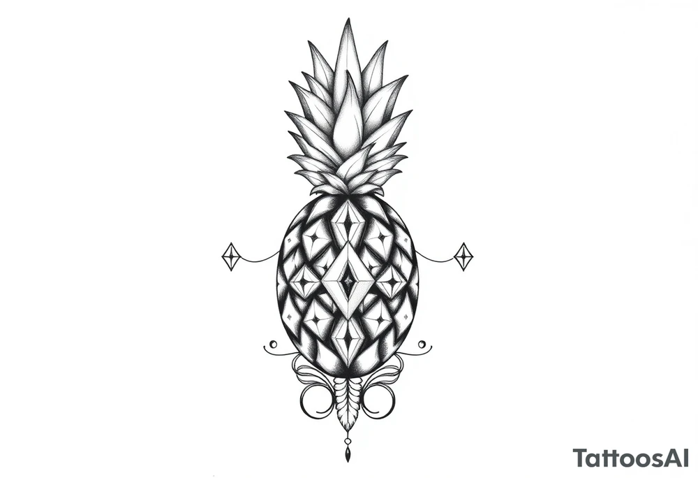 Pineapple, diamonds, crown, Design to be around vagina and anus inline with each other tattoo idea