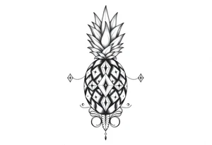 Pineapple, diamonds, crown, Design to be around vagina and anus inline with each other tattoo idea