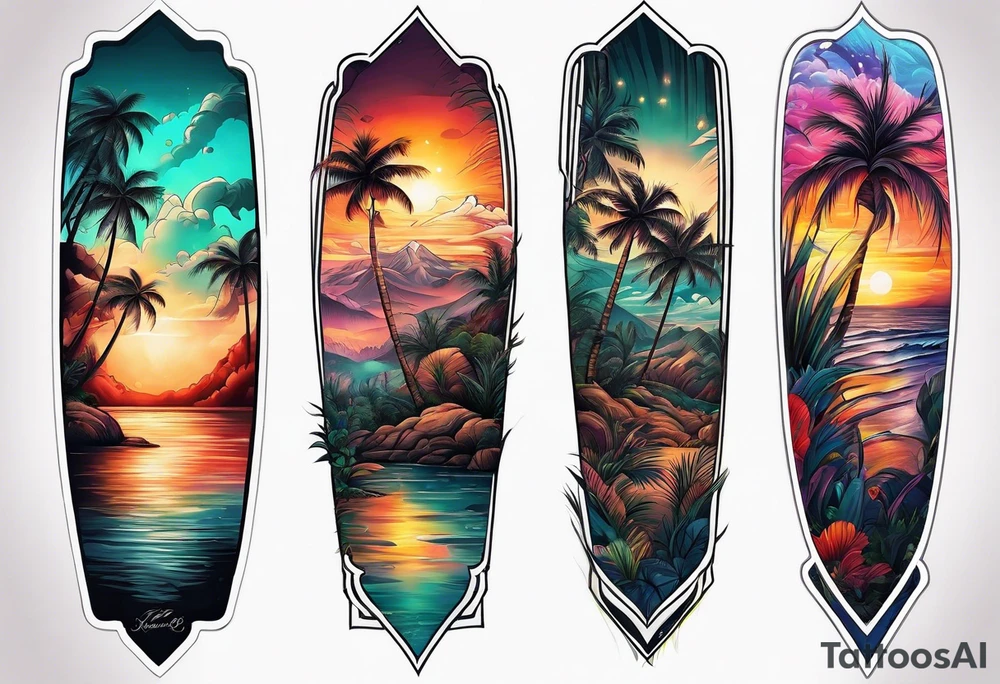 palm tree sleeve tattoo idea