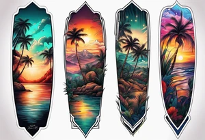 palm tree sleeve tattoo idea
