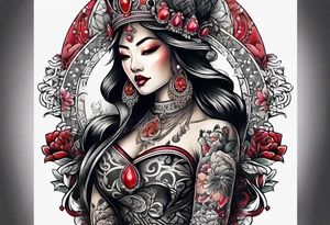 Asian Queen Of Spades tattoo sleeve tattoo idea