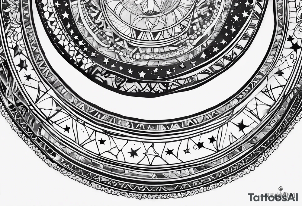 Wrist tattoo as a bracelet and inside of this bracelet there are galax, stars, planets tattoo idea