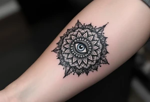 mandala with eye in the middle and Om tattoo idea