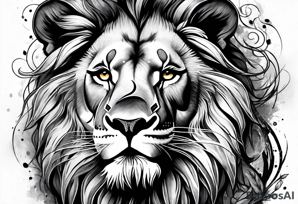 lion with snake hair tattoo idea