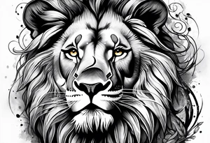 lion with snake hair tattoo idea