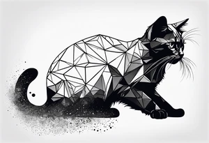 cat, abstract, geometric, lines, halftone, splatter, cat paw tattoo idea