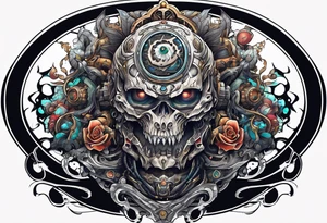 Planet,city,monsters. tattoo idea