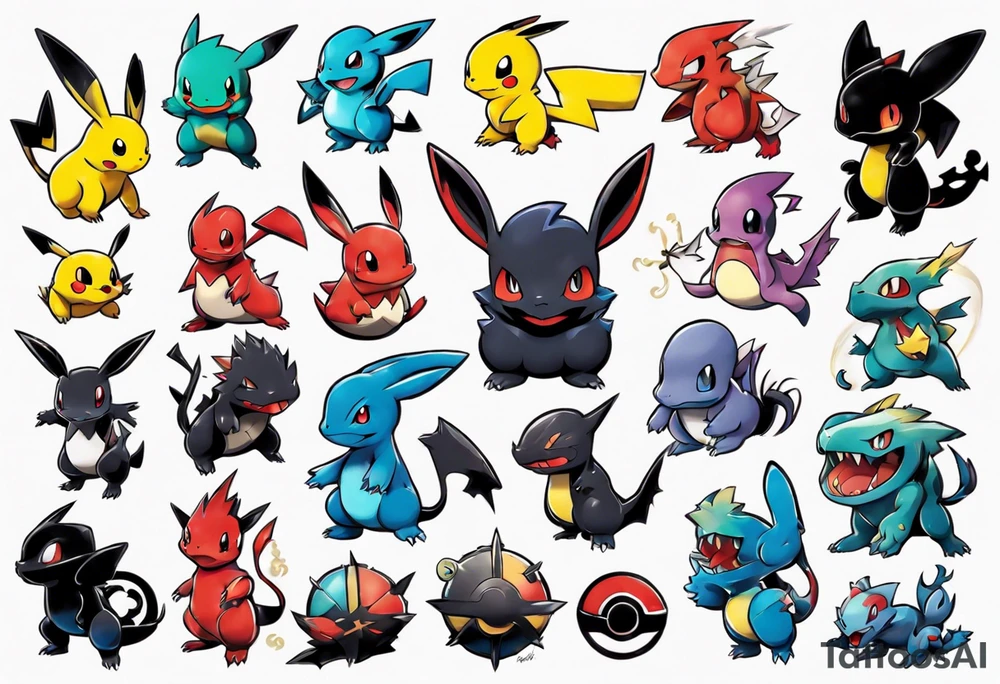 Pokémon silhouettes elegant and playful tattoo idea
