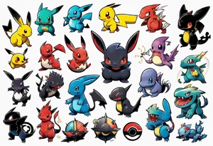 Pokémon silhouettes elegant and playful tattoo idea