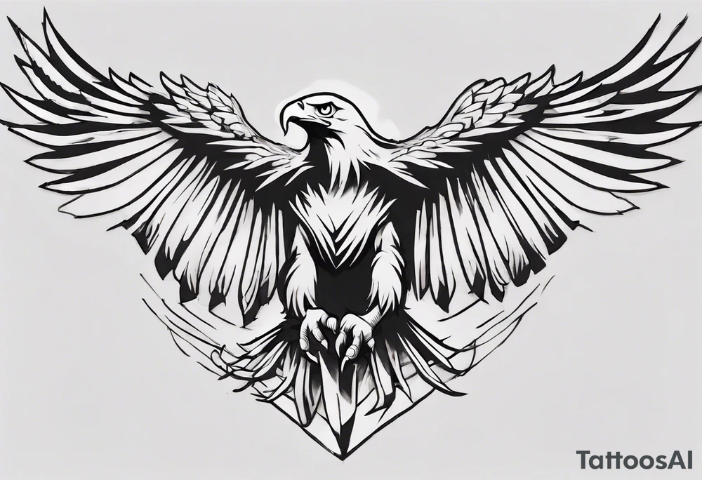 One sketch of an eagle in a traditional tattoo style tattoo idea