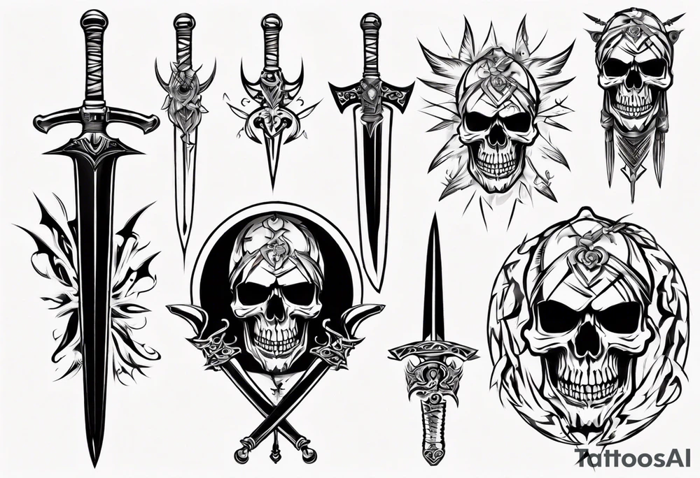 skull sword tattoo idea