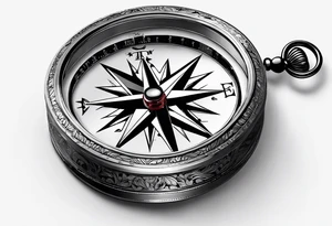 pocket compass opened with signature engraving on the top half inside tattoo idea