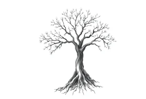 A tree with deep roots or blooming branches symbolizes personal growth tattoo idea