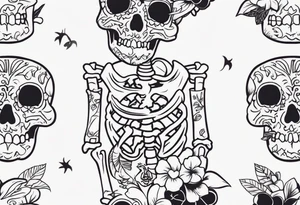 skeleton wearing a button up hawaiian shirt tattoo idea