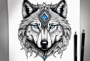 wolf with blue eyes tattoo idea