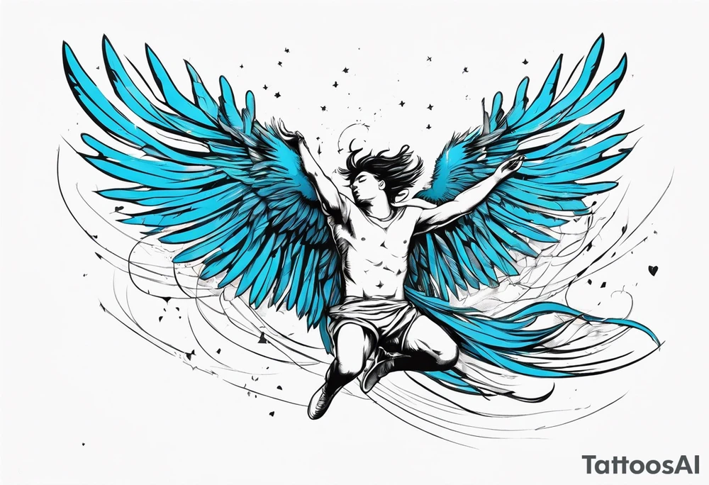 Icarus falling from sky with trailing feathers tattoo idea Icarus falling from sky with trailing feathers tattoo idea