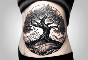 I want a tattoo with a tree representing strength and my kids birthdays surrounding the tree tattoo idea