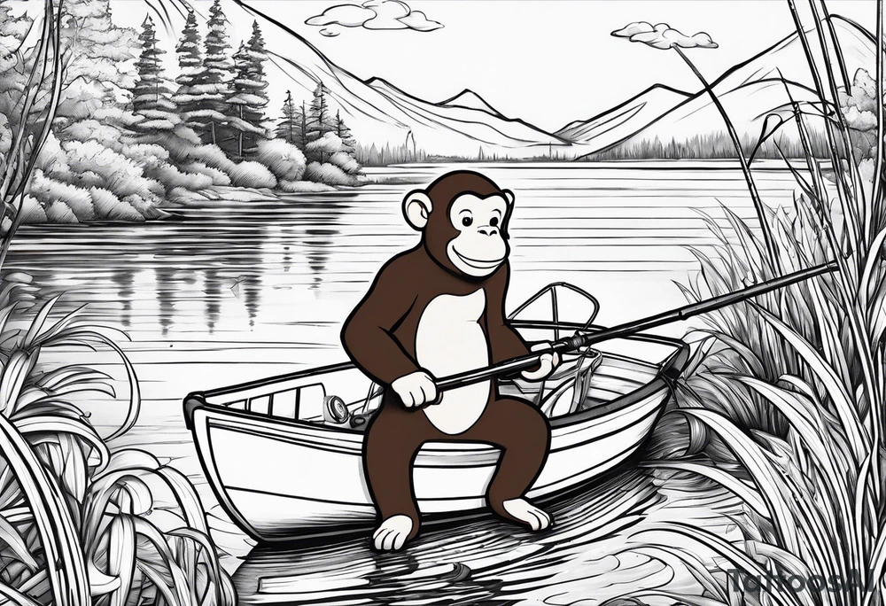 Curious George fishing tattoo idea