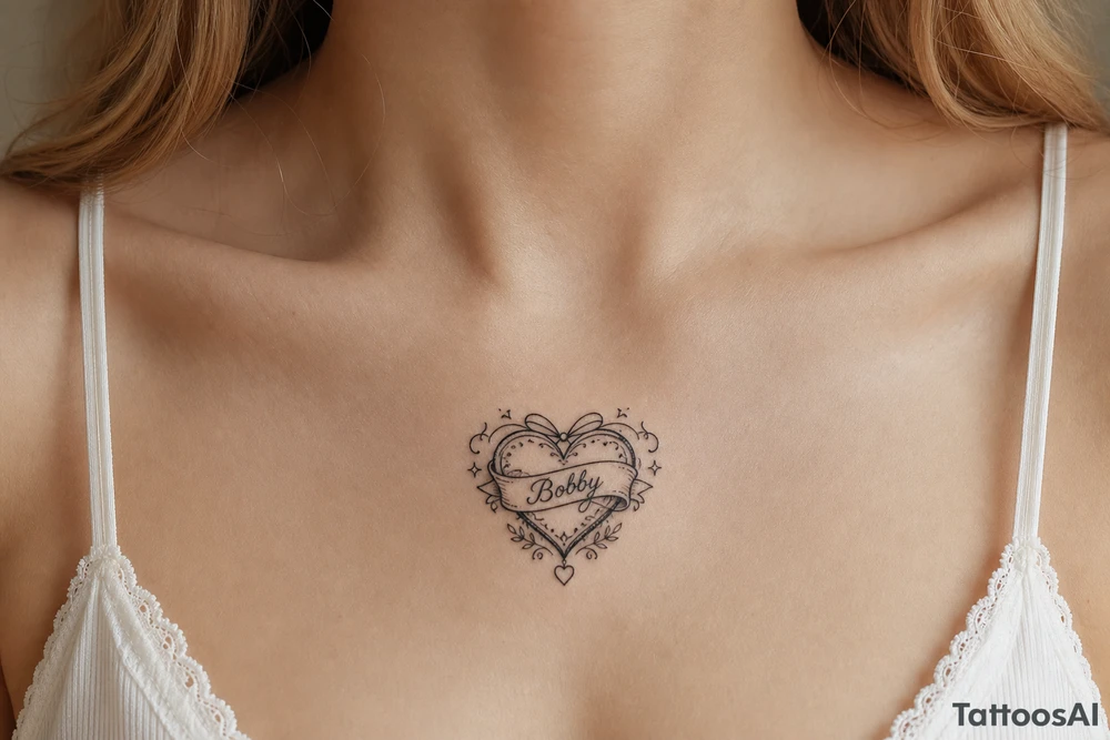Heart cute adorable beautiful girly preppy heart tattoos with women boyfriends name that is named Bobby tattoo idea