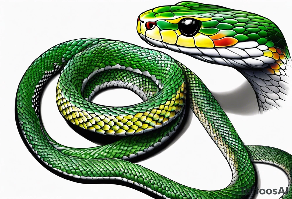 South American green racer snake tattoo idea