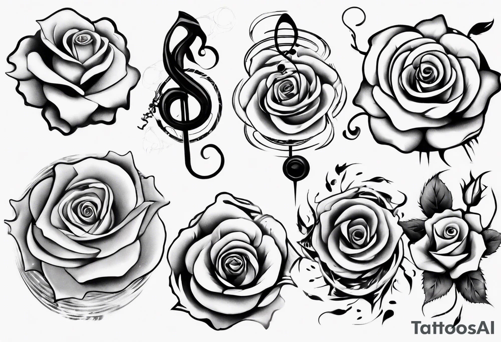 sound music roses disc jokey tattoo idea