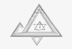 Generate a minimalistis tattoo with a quote Know Thyself but use a greek alphabet. Add a triangle and 3 starts. Use very thin lines tattoo idea