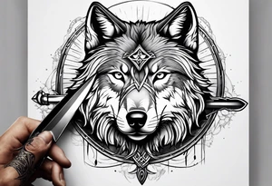 wolf with sword tattoo idea