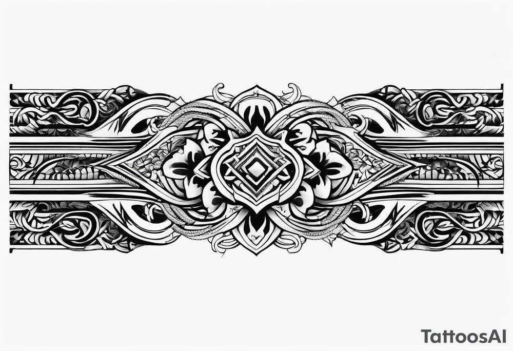 armband tattoo, masculine, narrow, horizontal with entangled rope pattern tattoo idea