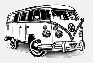 1967 21 window vw bus blue and white tattoo idea