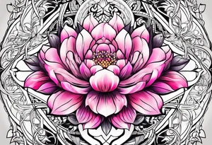 Pink flowers with pattern tattoo idea