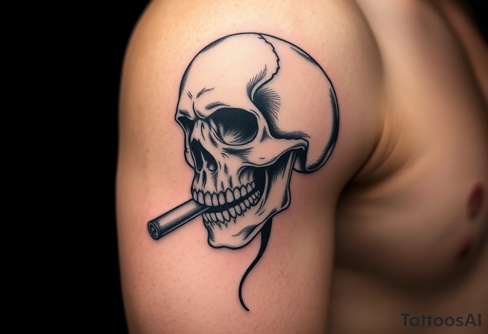 skull with a smoking cigar in his mouth,money. tattoo idea