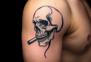 skull with a smoking cigar in his mouth,money. tattoo idea