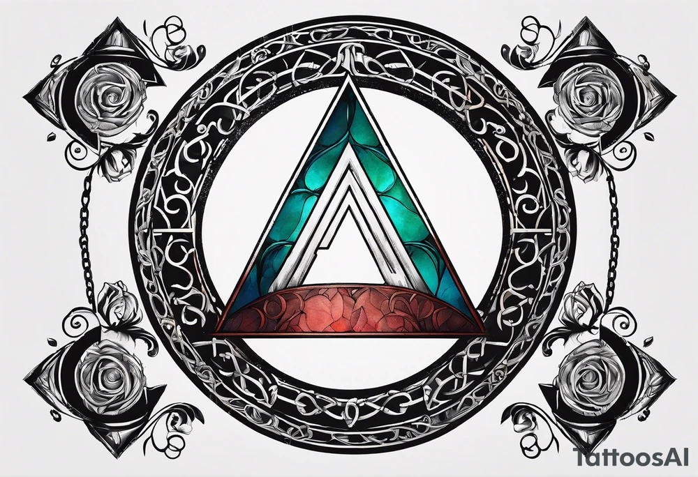 letter delta inside a chain circle, subtle, womanly, simplistic tattoo idea