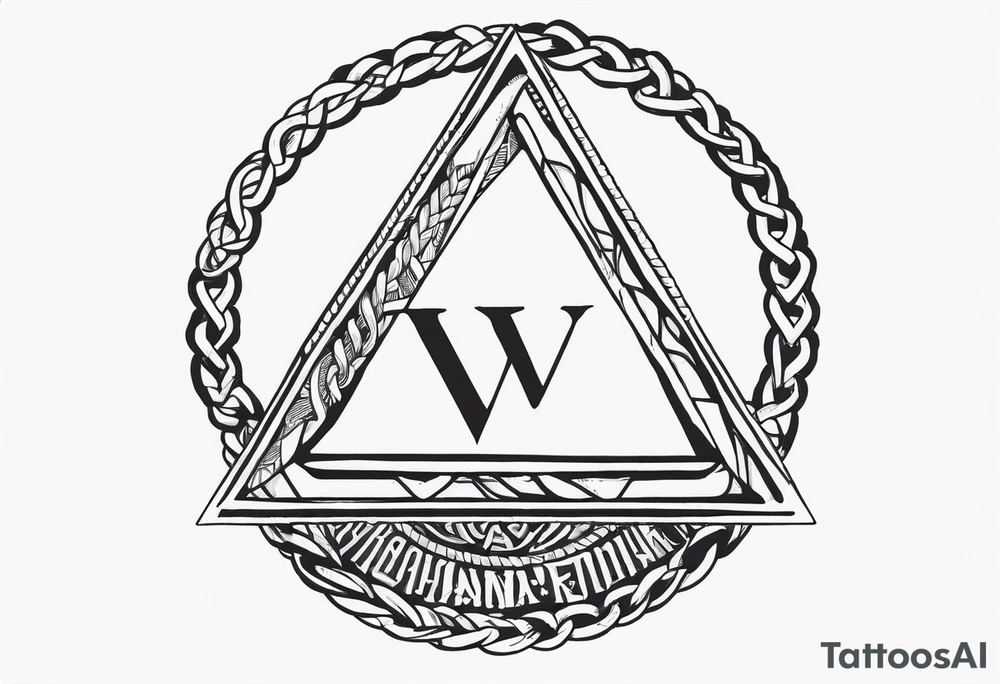 triangle inside a circle made from chain and rope elements. tattoo idea triangle inside a circle made from chain and rope elements. tattoo idea