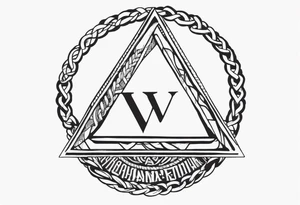triangle inside a circle made from chain and rope elements. tattoo idea