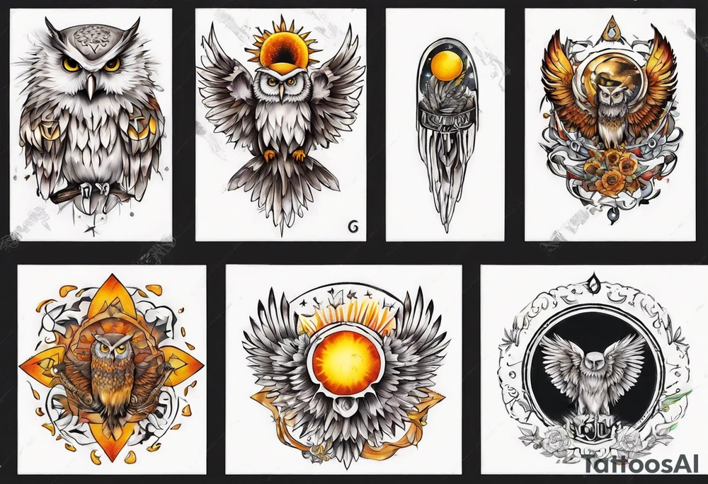 Sonne Eule tattoo idea