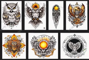 Sonne Eule tattoo idea