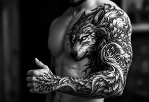 A PWERFUL MAJESTIC ALTERED MAJESTIC DREAM WOLF tattoo idea