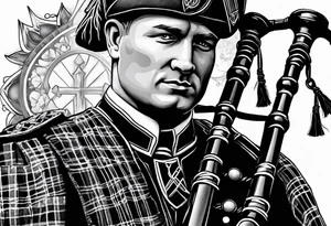 Scottish Bagpiper in  a kilt tattoo idea