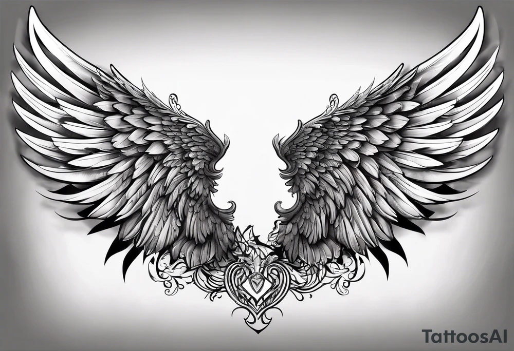 Angel Wings with the word Glenn in between tattoo idea Angel Wings with the word Glenn in between tattoo idea