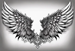 Angel Wings with the word Glenn in between tattoo idea