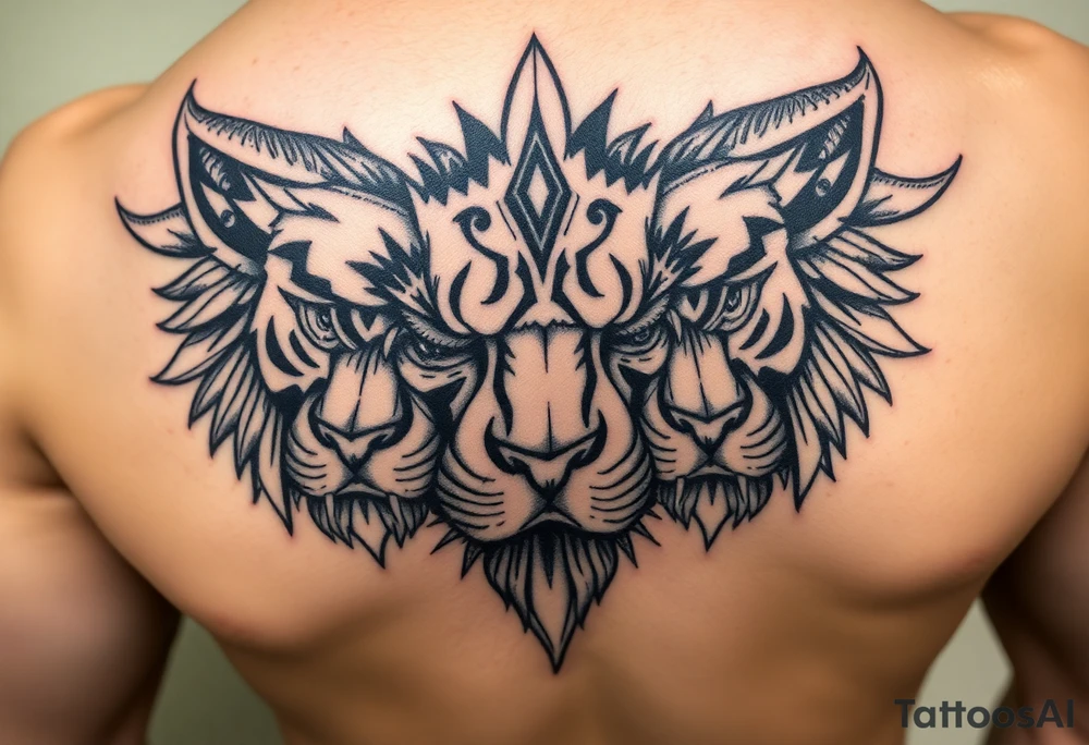 powerful majestic faces with huge eyes tattoo idea