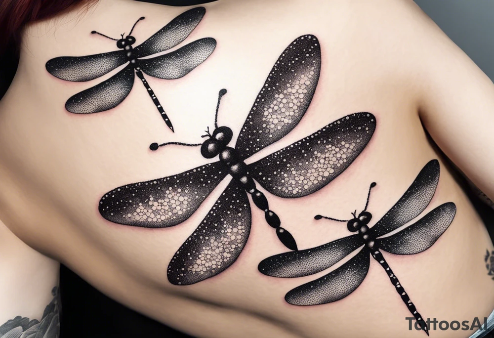 4 dragonflies flying together tattoo idea