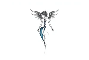 A minimalist tattoo that represents a shattered and betrayed gemini woman who fought hard throughout this year. With colors blue and black. Make it unique and rare. Without leaves and stem. tattoo idea