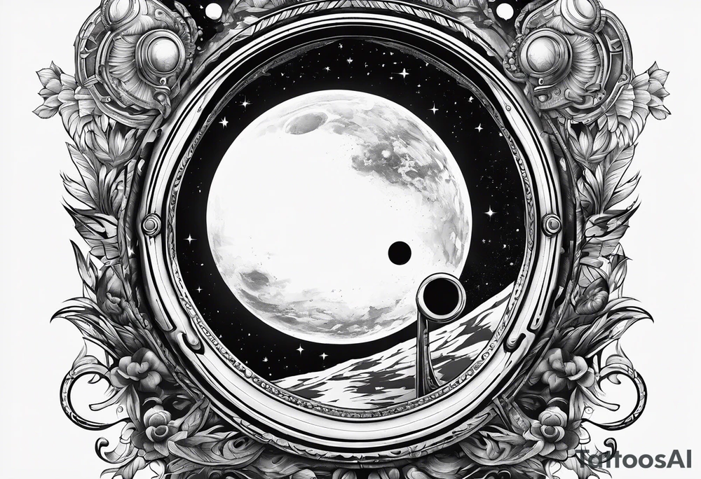 Outerspace inside a key hole tattoo idea