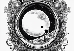 Outerspace inside a key hole tattoo idea